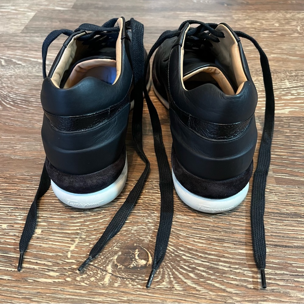 Salvatore Ferragamo Black Leather Morgan Sneakers - made in Italy, Florence - Picture 12 of 14